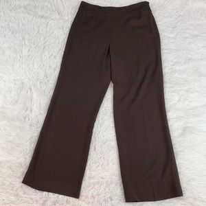 Lafayette 148 High Rise wide leg dress pants in Brown flat front wool blend